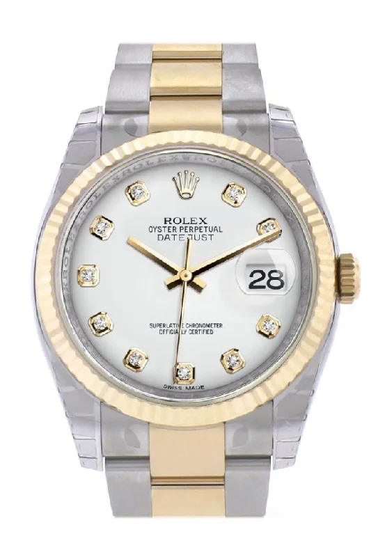 Rolex Milgauss with magnetic resistance -Rolex Datejust 36 White Diamond Dial Fluted 18K Gold Two Tone Oyster Watch 116233 Pre-owned