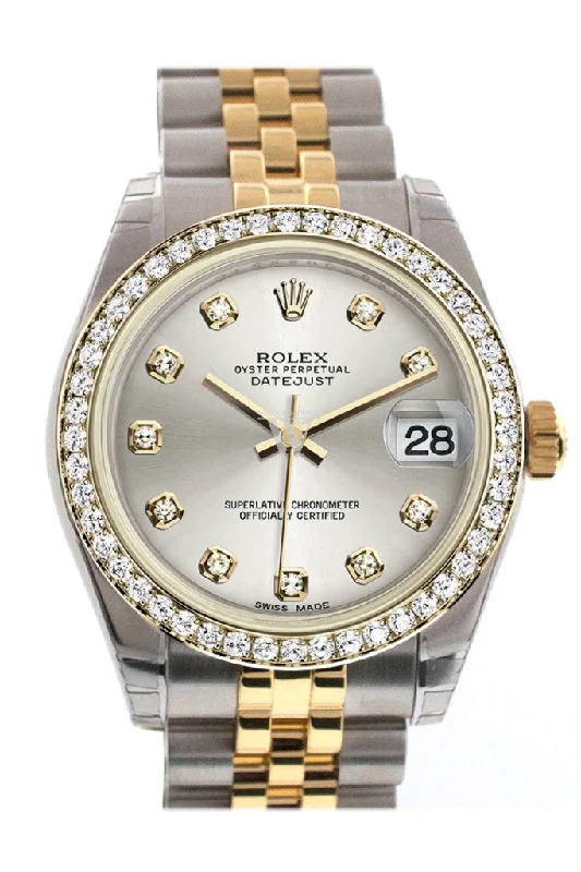 Rolex Day-Date 36mm with jubilee bracelet -Rolex Datejust 31mm Silver Diamond Dial Diamond Bezel Jubilee Yellow Gold Two Tone Watch 178383 Pre-owned