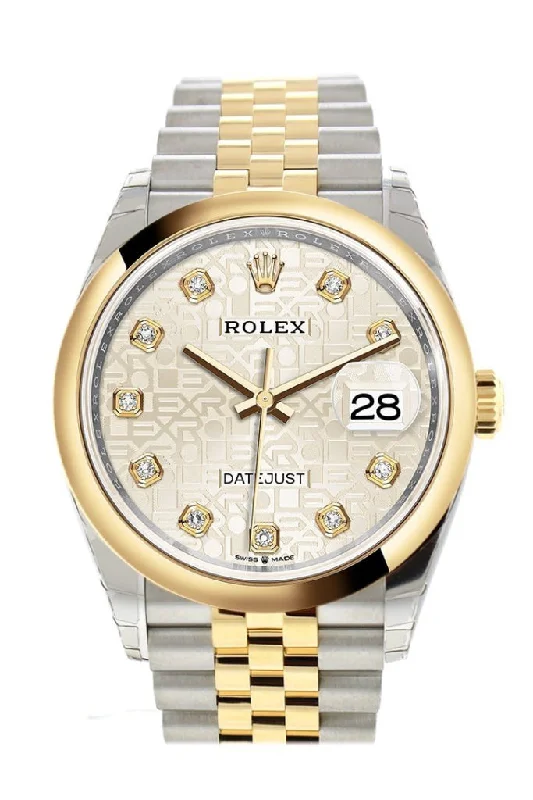 Rolex Yacht-Master 42mm black dial -Rolex Datejust 36 Silver Jubilee design set with diamonds Dial Dome Bezel Jubilee Yellow Gold Two Tone Watch 126203 NP