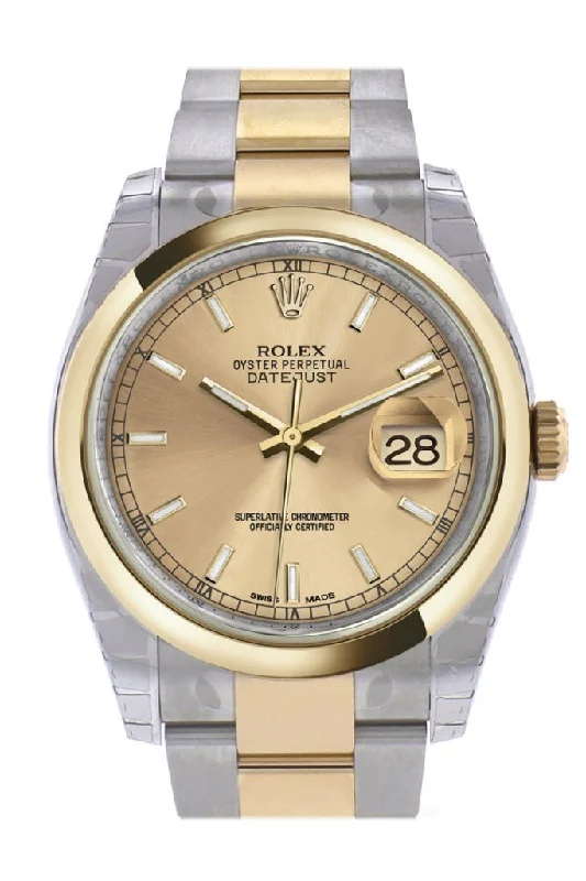 Rolex Day-Date with yellow gold case -Rolex Datejust 36 Champagne Dial 18k Gold Two Tone Oyster Watch 116203 Pre-owned