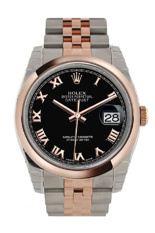 Rolex Milgauss with green sapphire crystal -Rolex Datejust 36 Black Roman Dial Steel and 18k Rose Gold Jubilee Watch 116201