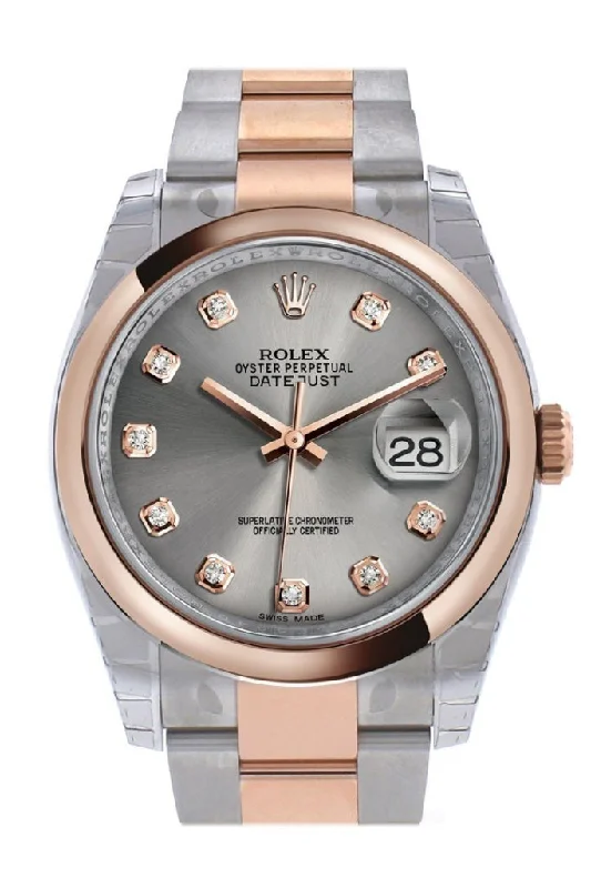 Rolex Day-Date with 18k gold case -Rolex Datejust 36 Steel set with diamonds Dial Steel and 18k Rose Gold Oyster Watch 116201 Pre-owned