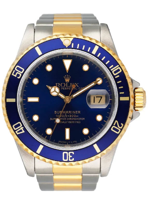 Rolex watches with date function -Rolex Submariner 16613 Blue Dial Mens Watch