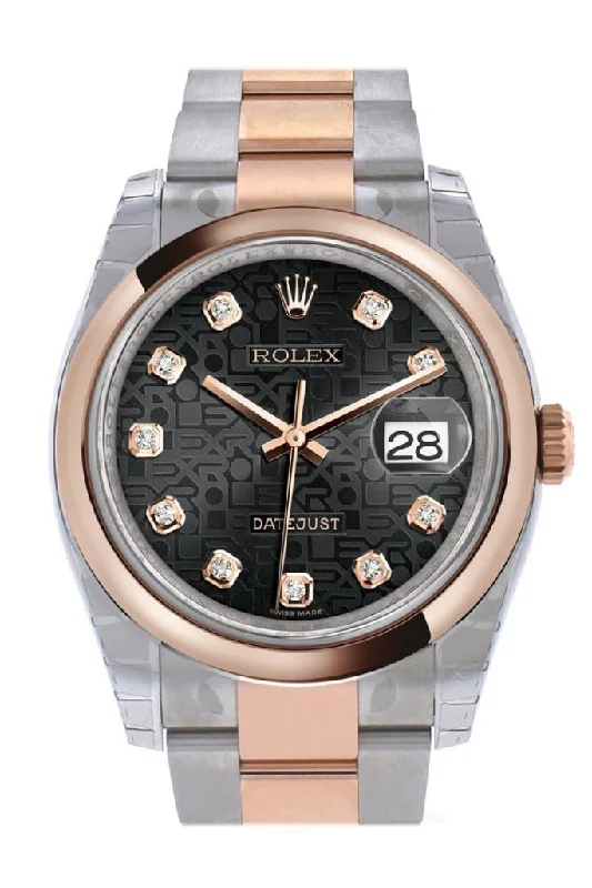 Rolex Datejust 41mm with jubilee bracelet -Rolex Datejust 36 Black Jubilee design set with diamonds Dial Steel and 18k Rose Gold Oyster Watch 116201