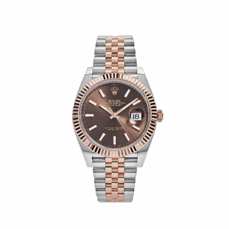 Rolex Day-Date with classic leather strap -Rolex Datejust 126331 Two-Toned Rose Gold Stainless Steel Brown Dial (2023)