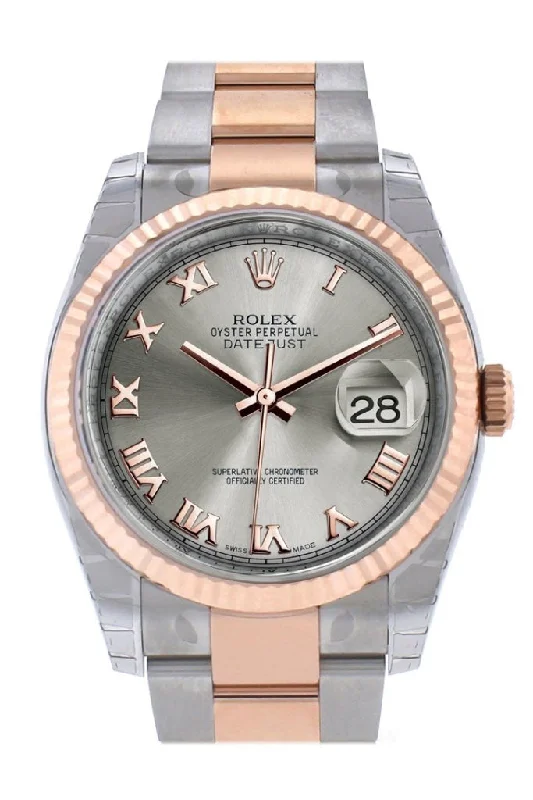 Rolex Datejust 41mm with elegant design -Rolex Datejust 36 Steel Roman Dial Fluted Steel and 18k Rose Gold Oyster Watch 116231 Pre-owned