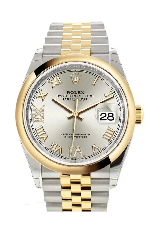 Rolex Pearlmaster diamond watches -Rolex Datejust 36 Silver set with diamonds Dial Dome Bezel Jubilee Yellow Gold Two Tone Watch 126203 NP