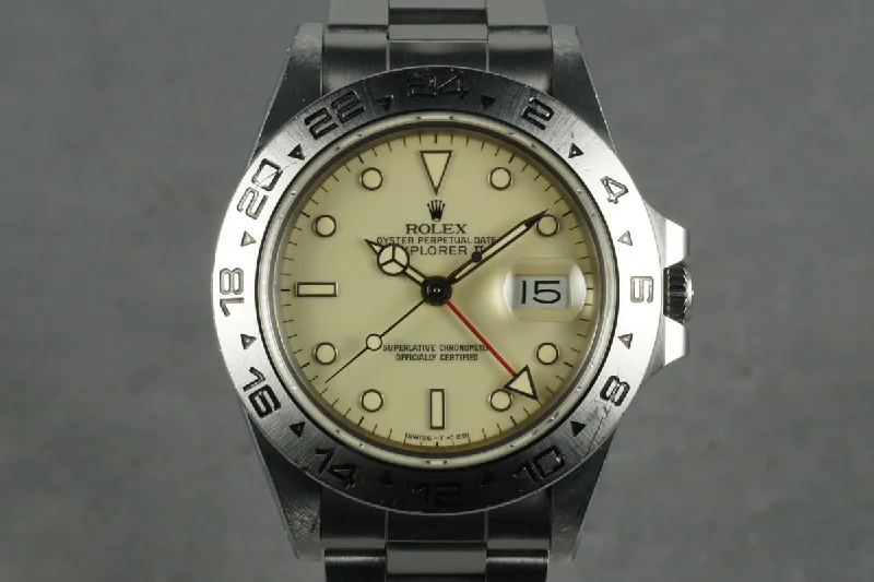 Rolex Sea-Dweller with helium valve -1987 Rolex Explorer II 16550 Cream Dial with Box and Papers Unpolished