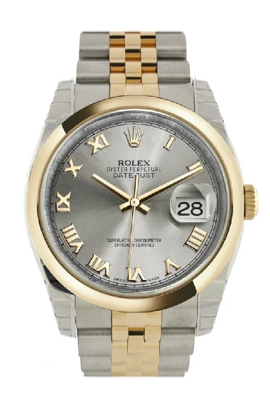 Rolex Datejust with steel bracelet -Rolex Datejust 36 Steel Roman 18k Gold Two Tone Jubilee Watch 116203 Pre-owned