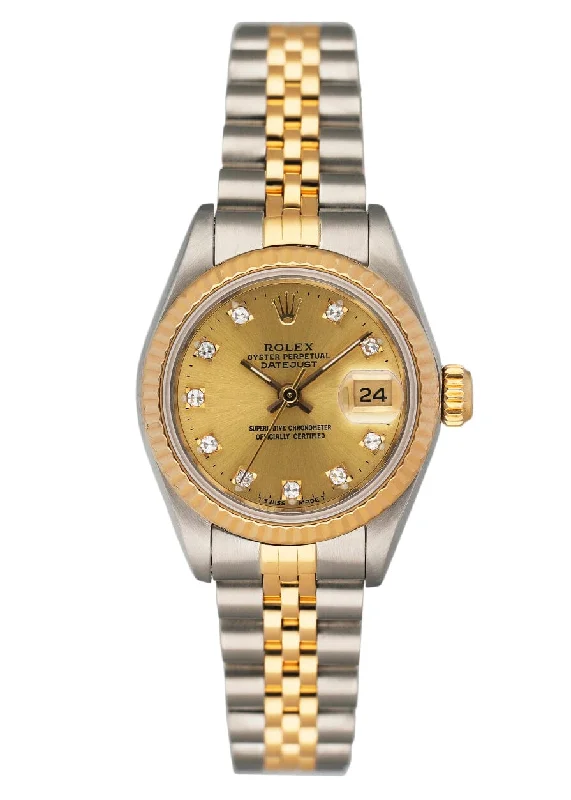 Rolex Daytona with leather strap -Rolex Datejust 69173 Diamond Champagne Dial Ladies Watch