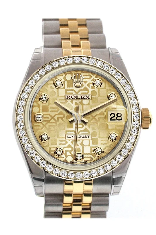 Rolex Sea-Dweller with helium valve -Rolex Datejust 31 Champagne Jubilee design Diamond Dial Diamond Bezel Jubilee Yellow Gold Two Tone Watch 178383 Pre-owned