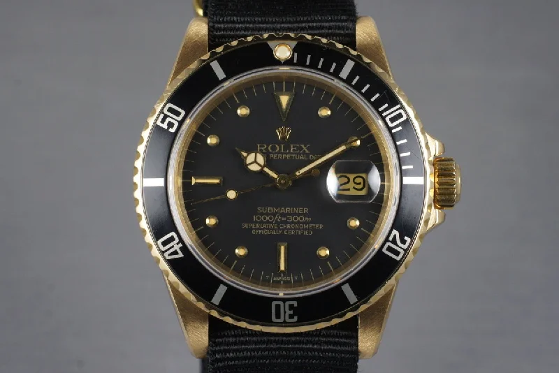 Rolex GMT-Master II with 24-hour bezel -1981 Rolex YG Submariner 16808 with Box and Papers