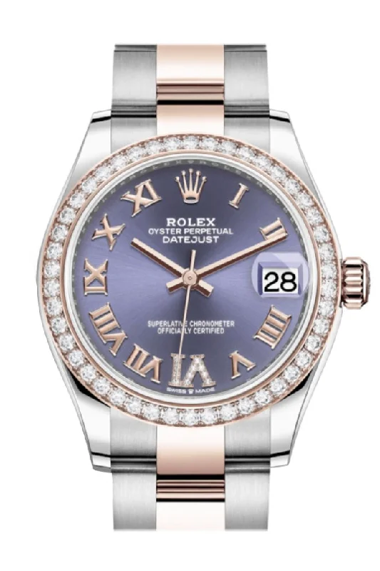 Rolex Submariner with green dial -Rolex Datejust 31 Aubergine VI Diamonds Dial Diamond Bezel Rose Gold Two Tone Watch 278381RBR 278381