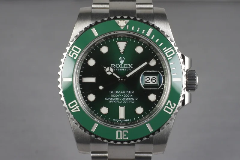 Rolex GMT-Master II with dual-time function -2014 Rolex Green Submariner 116610LV with Box and Papers MINT