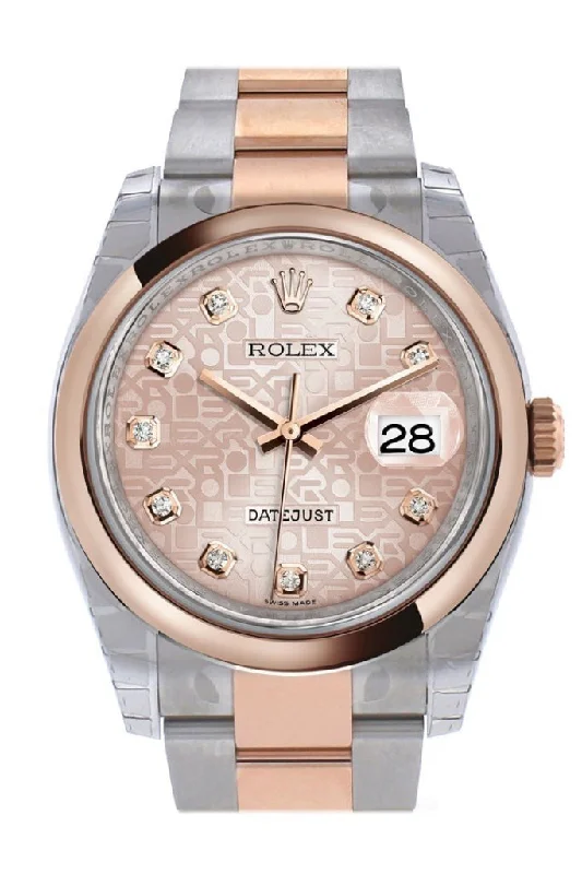 Rolex deep-sea diving watches -Rolex Datejust 36 Pink Jubilee design set with diamonds DialSteel and 18k Rose Gold Oyster Watch 116201 Pre-owned