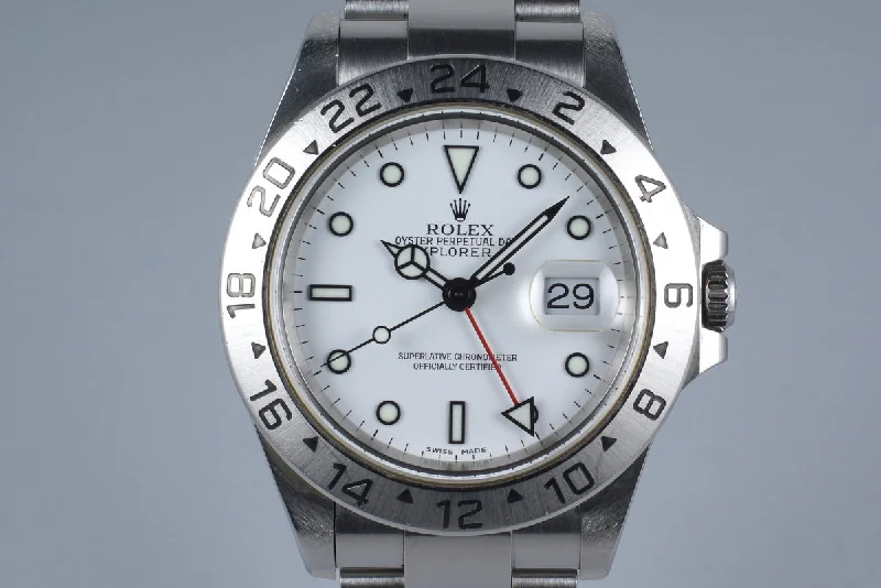 Rolex Explorer I with black bezel -2000 Rolex Explorer II 16570 White Dial