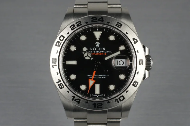 Rolex watches with smooth or fluted bezels -2013 Rolex Explorer II 216570 with Box and Papers