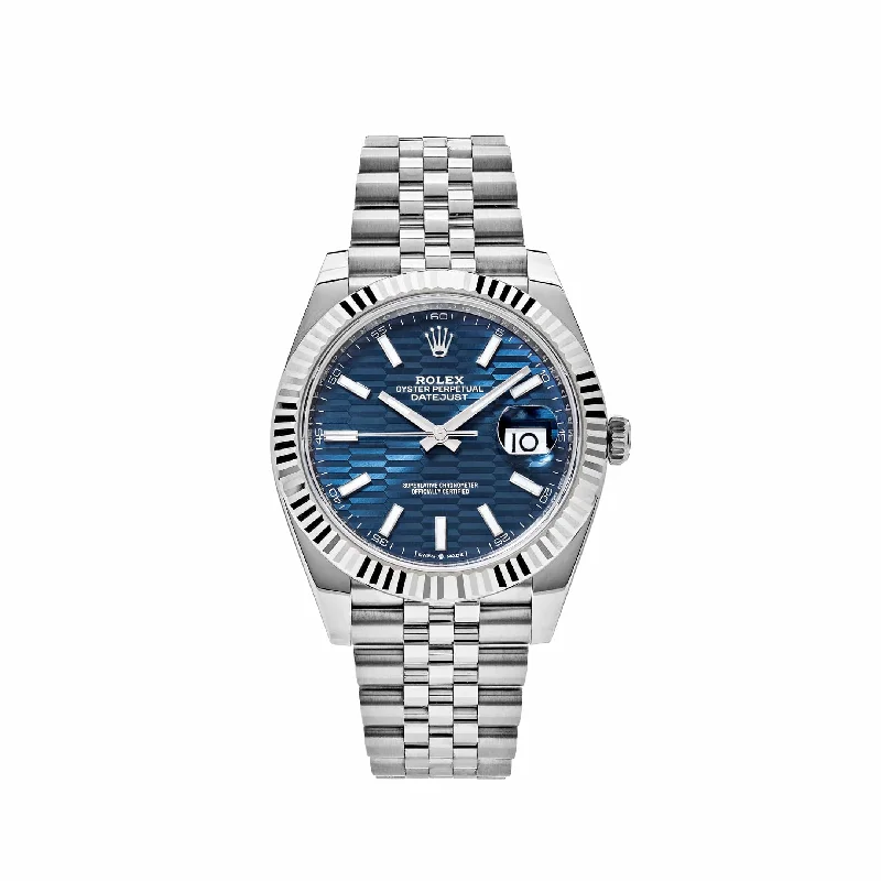 Rolex Datejust with silver dial -Rolex Datejust 126334 Stainless Steel Fluted Motif Blue Dial Jubilee (2023)