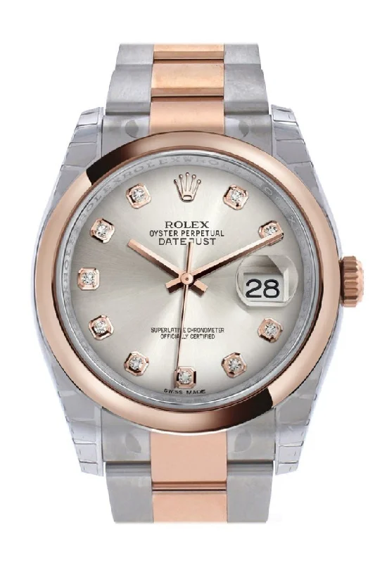 Rolex Explorer II white dial -Rolex Datejust 36 Silver set with diamonds Dial Steel and 18k Rose Gold Oyster Watch 116201 Pre-owned