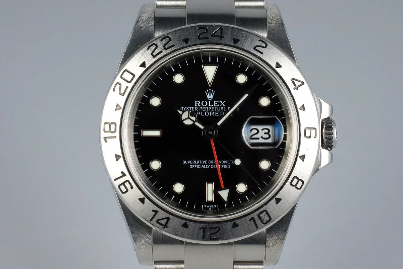 Rolex Milgauss with orange lightning bolt hands -1999 Rolex Explorer II 16570 with Black Dial