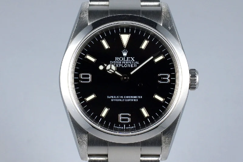 Rolex Oyster Perpetual with luminous markers -2007 Rolex Explorer 114270 with Box and Papers