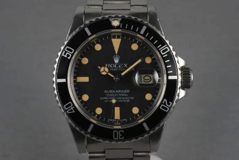 Rolex Submariner with classic green bezel -1979 Rolex Submariner 16800 with Orange Lume and Service Papers