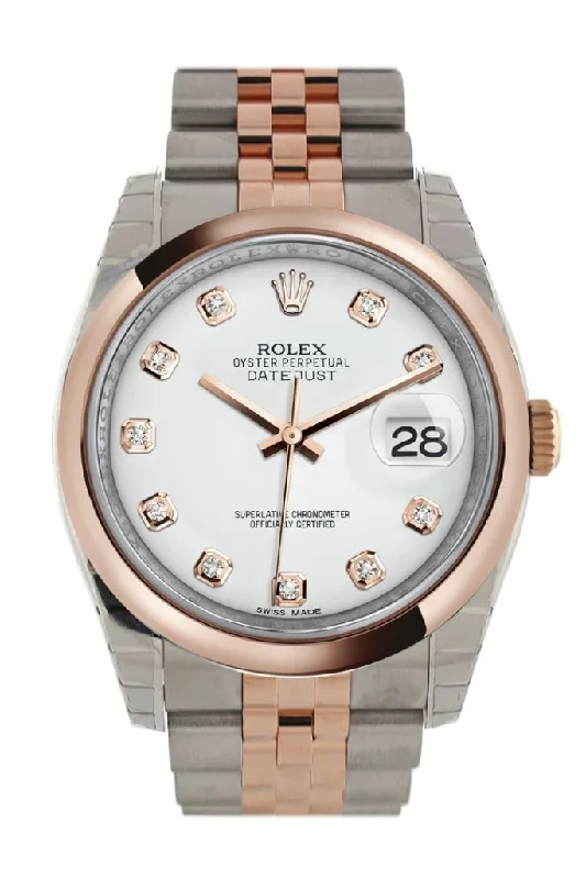 Rolex Submariner Date 40mm with high-tech materials -Rolex Datejust 36 White set with diamonds Dial Steel and 18k Rose Gold Jubilee Watch 116201 Pre-owned