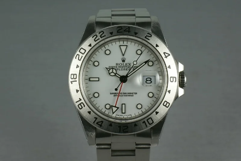 Rolex Explorer I with stainless steel case -Rolex Explorer II 16570 White Dial