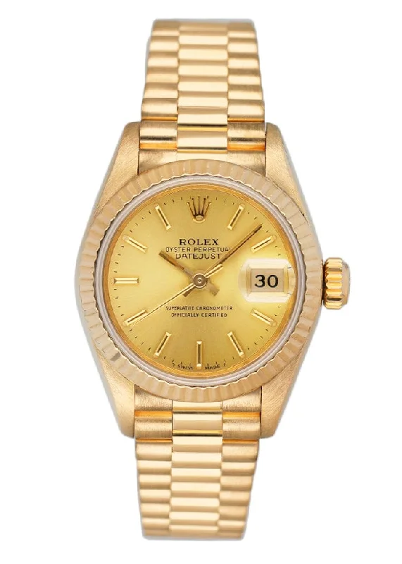 Rolex Daytona with black tachymeter bezel -Rolex Datejust 69178 Champagne Dial 18K Yellow Gold Ladies Watch