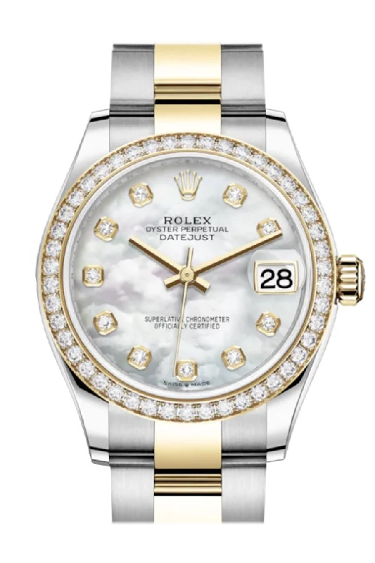 Buy Rolex Datejust 36mm online -Rolex Datejust 31 White mother-of-pearl Diamonds Dial Diamond Bezel Yellow Gold Two Tone Watch 278383RBR 278383